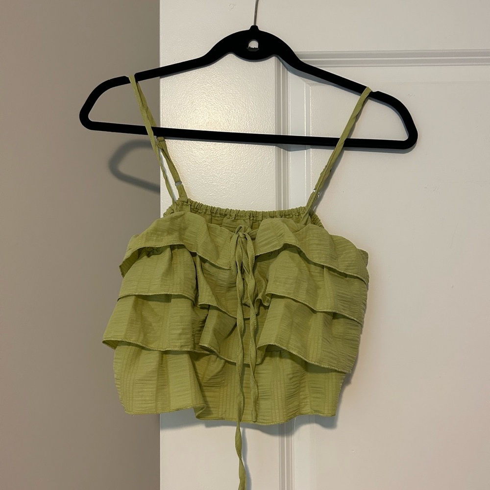 Cute Green Tank with Ruffles